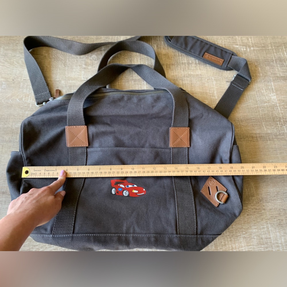 Alternative canvas Duffle Bag gray cars adjustable adult child  full zip clean! - Picture 7 of 10